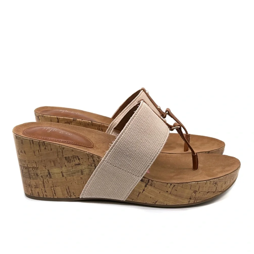 Style & Co Wedge Thong Piperr Cork Sandal Light Taupe Size 10 - Picture 6 of 14